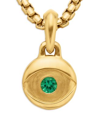 Men's 18K Yellow Gold Blue Evil Eye Amulet Pendant