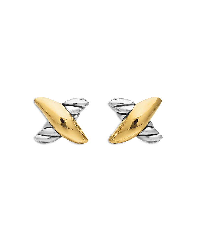 David Yurman Sterling Silver & 18K Yellow Gold Petite X Stud Earrings