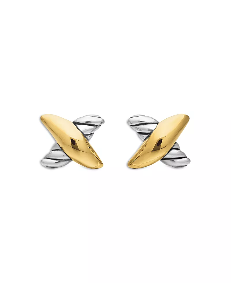 David Yurman Sterling Silver & 18K Yellow Gold Petite X Stud Earrings