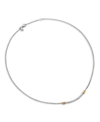 Sterling Silver Petite Helena Station Necklace with 18K Yellow Gold & Diamonds, 17"