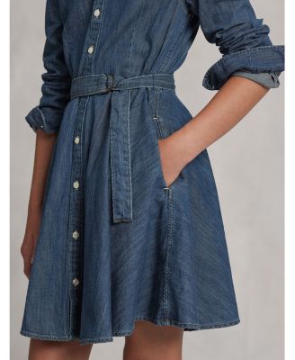 Girls' Denim Shirt Dress with Belt - Big Kid
