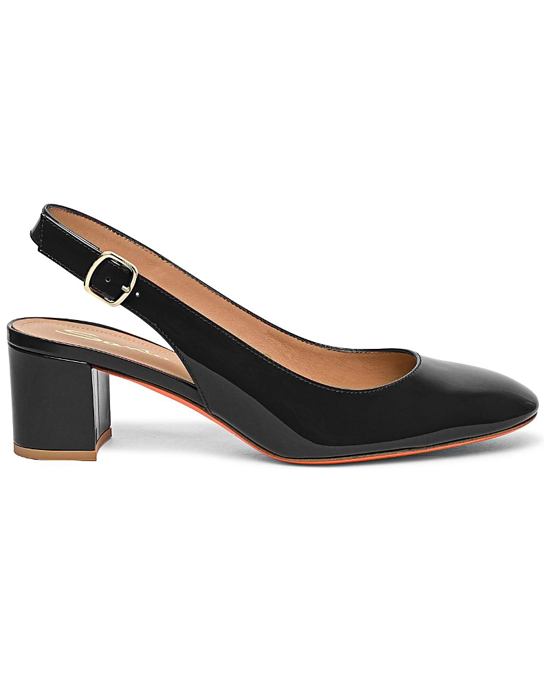 Santoni New Manet Black Sling Back In Black