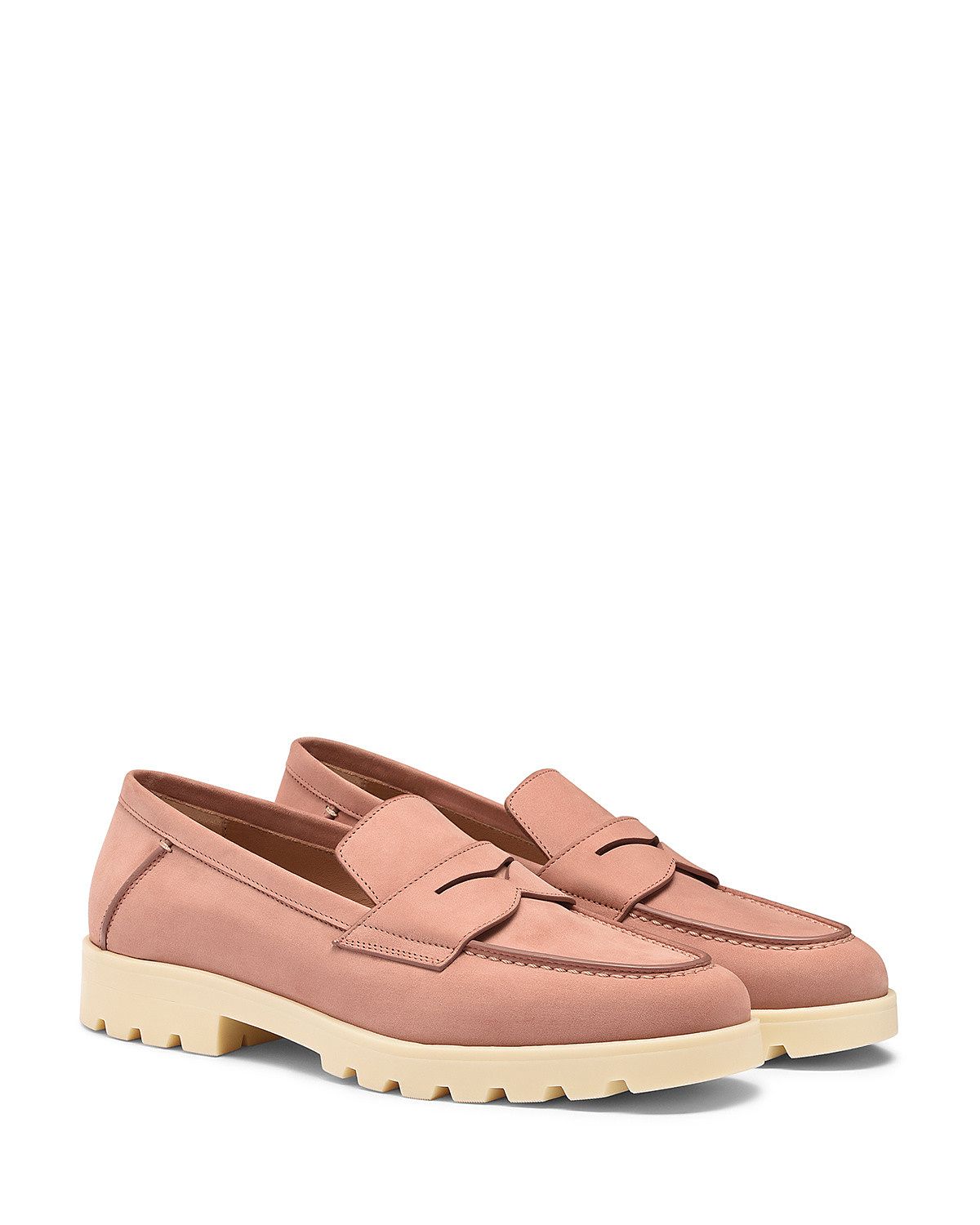 Santoni Women's Pink Nubuck LugSole Loafer