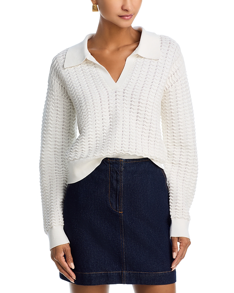 French Connection Mozart Scallop Stitch Polo Sweater