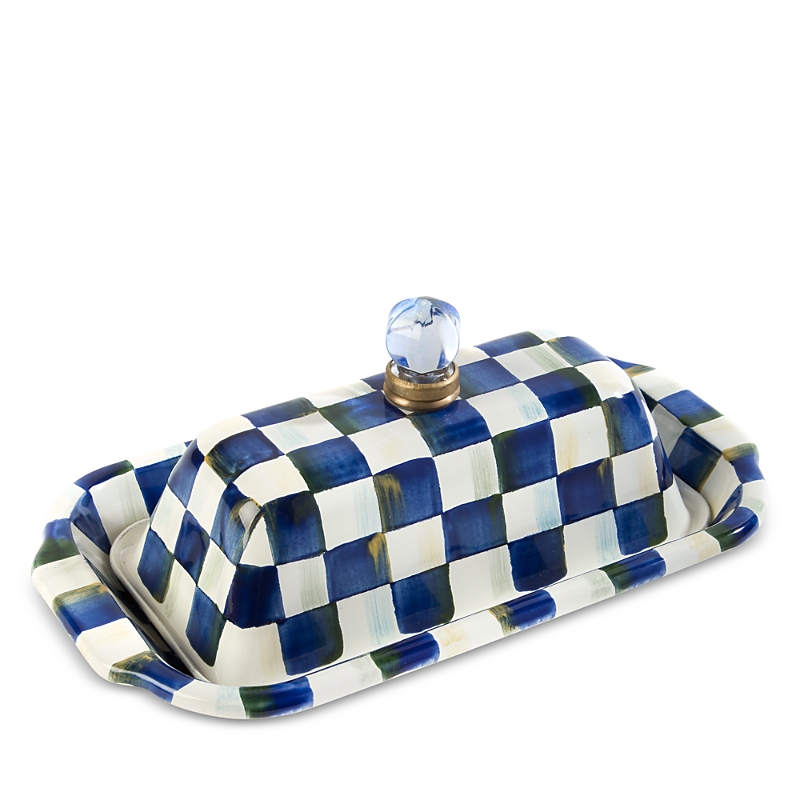 Mackenzie-childs Mackenzie Childs Royal Check Enameled Steel Butter Box In Multi
