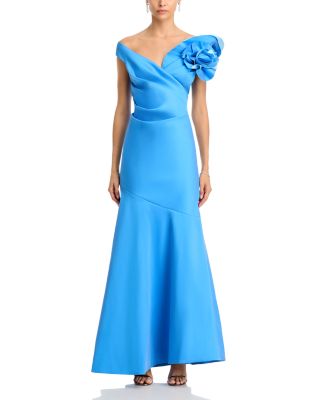 Stretch Gazar Side Drape Gown 