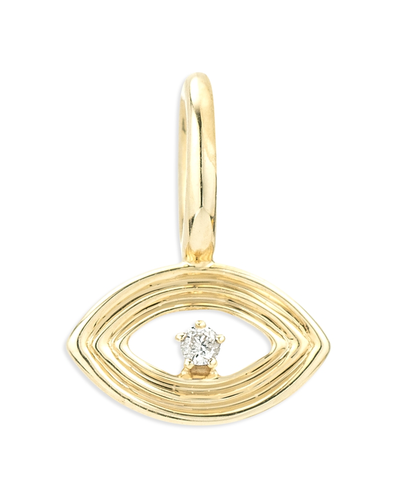ADINA REYTER 9K YELLOW GOLD GROOVY DIAMOND EVIL EYE MINI BEAD CHARM, 0.01 CT. T. W.