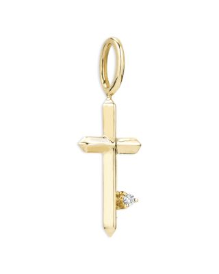 9K Yellow Gold Diamond Cross Charm Pendant