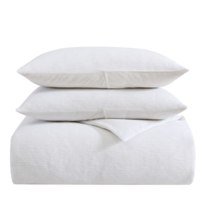 Vera Wang - Solid Textured Pleats Charcoal Cotton King Duvet Cover Set