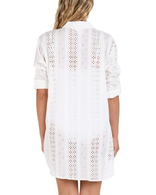 Eyelet Camp Shirt Swim Cover-Up