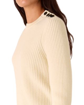 Button Trim Wool Sweater