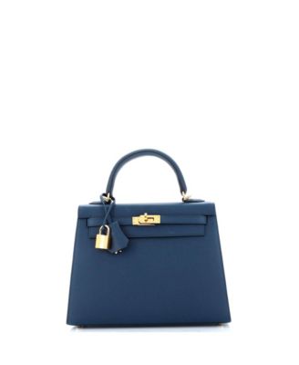 Pre-Owned HERMÈS - Kelly 25 Handbag Blue Epsom with Gold Hardware