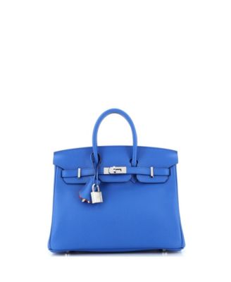 Pre-Owned Hermes Birkin 25 Handbag Verso Novillo with Palladium Hardware
