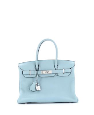 Pre-Owned Hermes Birkin 30 Handbag Blue Clemence with Palladium Hardware