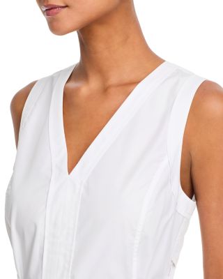 Sleeveless V Neck Belted Midi Dress