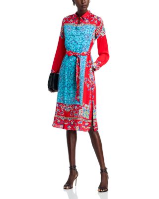 Paulina Isle of Capri Tie Waist Printed Shirtdress