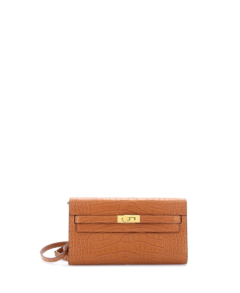 Pre-owned Pre-owned Hermes Hermes Kelly To Go Wallet Alligator In Brown