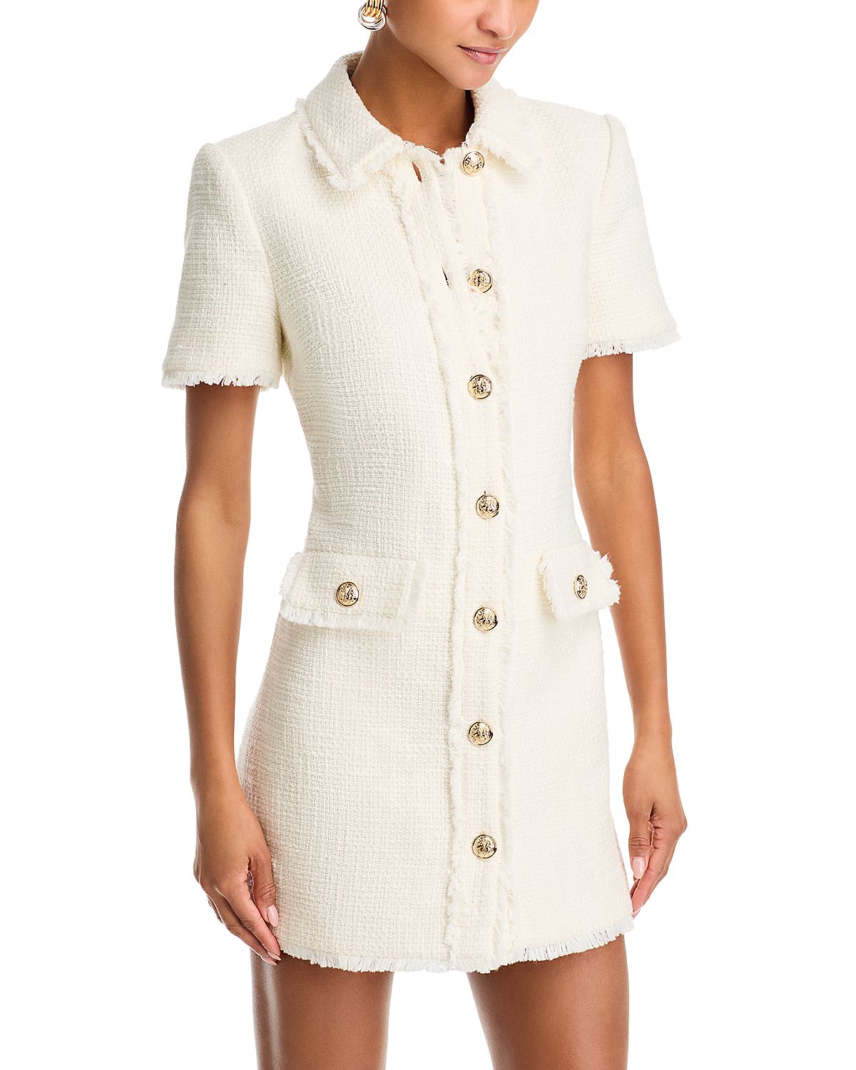 Cinq a Sept Pammy Button Front Tweed Dress