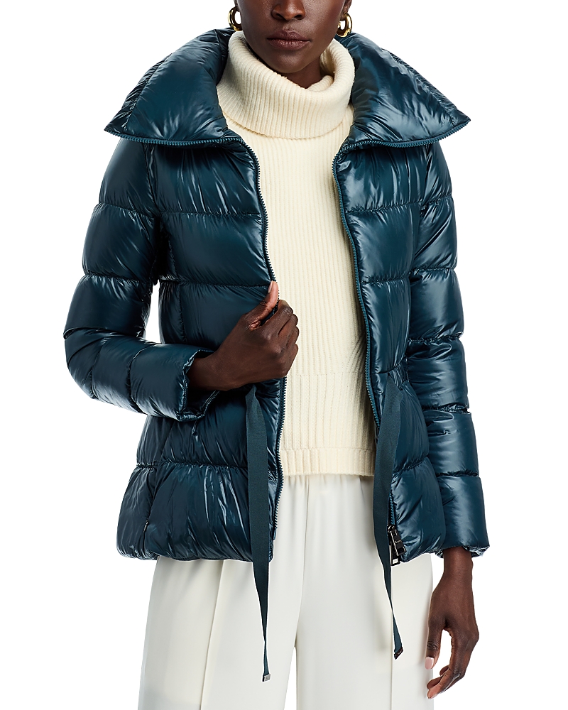 Herno Shiny Puffer Coat In Jade