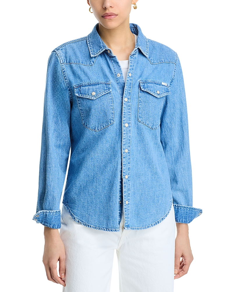 Mother All My Exes Denim Button Down Shirt In Playing For Keeps