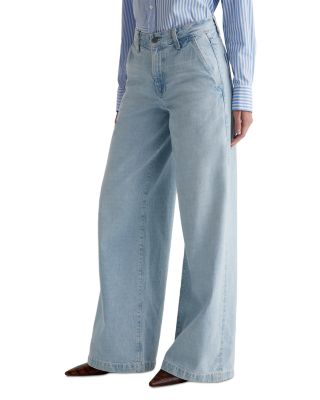 Mid Rise Low Slung Palazzo Jeans in Idol