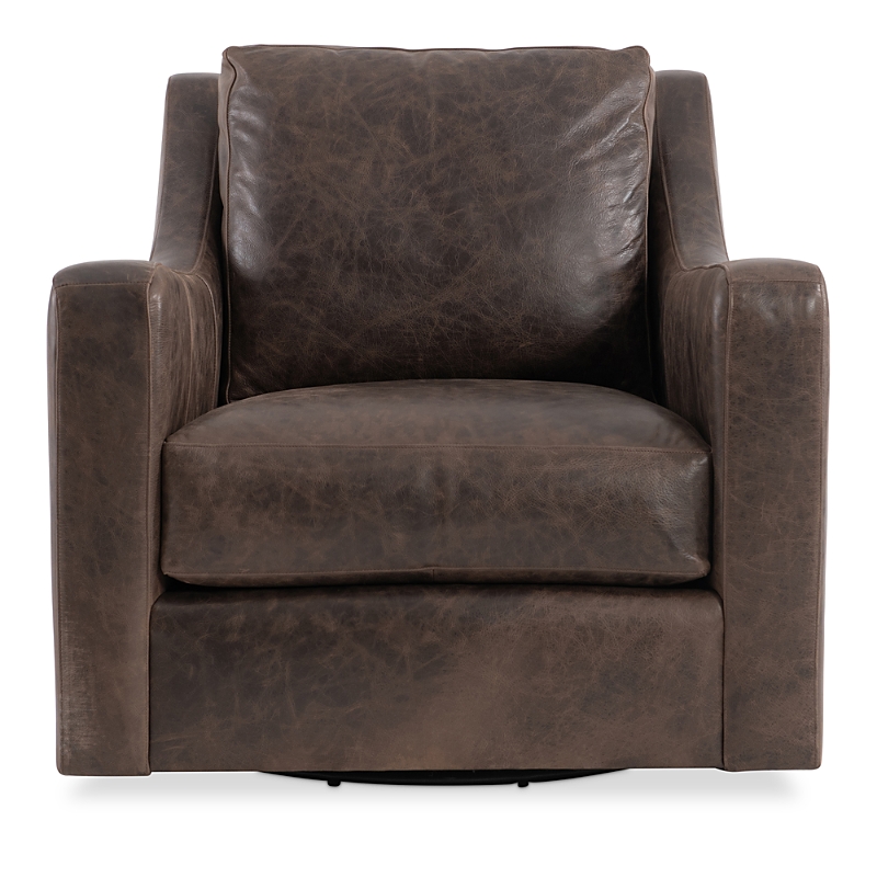 Bernhardt Ventura Leather Swivel Chair In Brown -