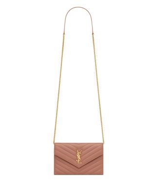 Saint Laurent Cassandre Envelope Chain Wallet in Lambskin