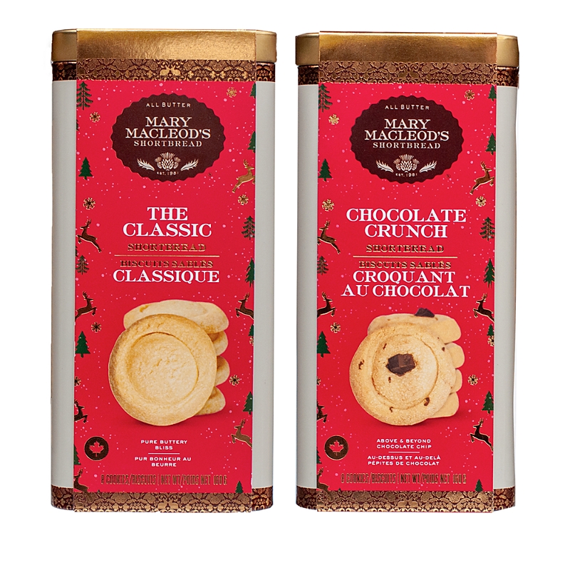 Mary Macleod's Shortbread Classic and Chocolate Crunch Cookie Tins, Set of 2