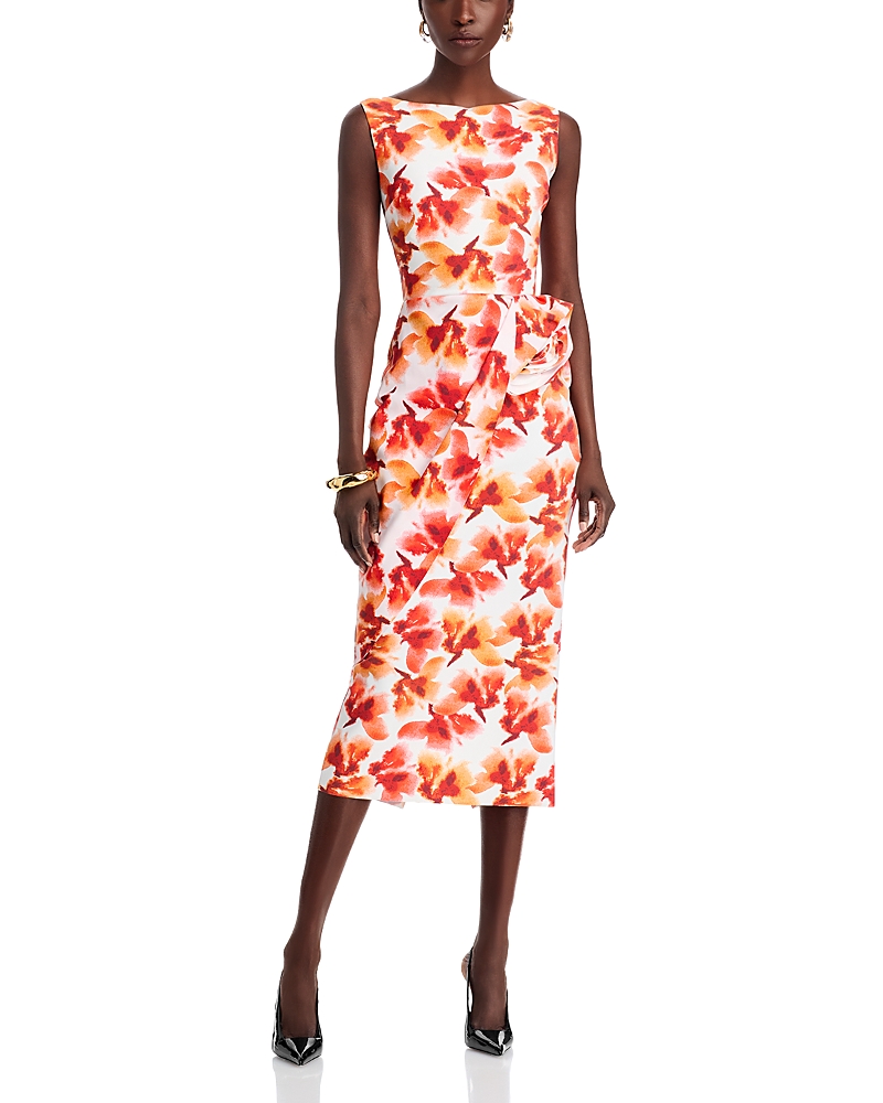 Chiara Boni La Petite Robe Madie Printed Midi Dress In Orange Affair