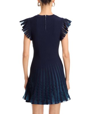 Sheer Flutter Sleeve Knit Dress