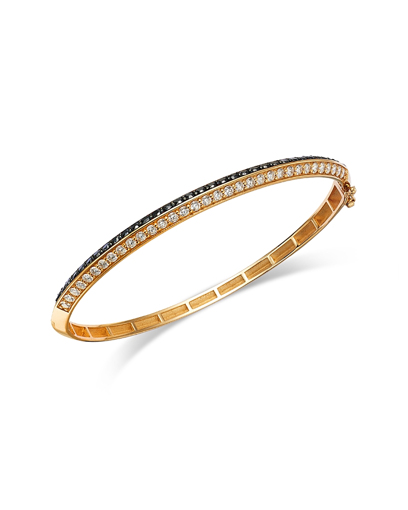 Bloomingdale's Fine Collection Black & White Diamond Angled Bangle Bracelet In 14k Yellow Gold, 2.50 Ct. T. W. In Black/white