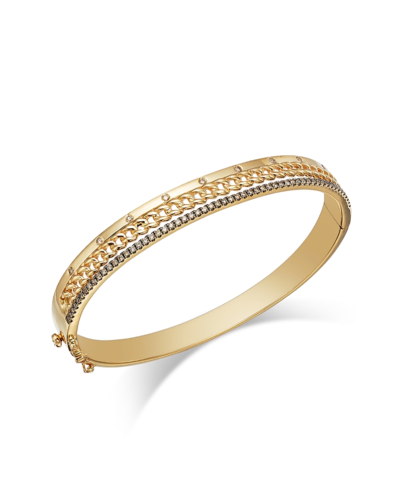 Bloomingdale's Fine Collection Chocolate Diamond Three Row Bangle Bracelet In 14k Yellow Gold, 0.53 Ct. T. W. In Gold