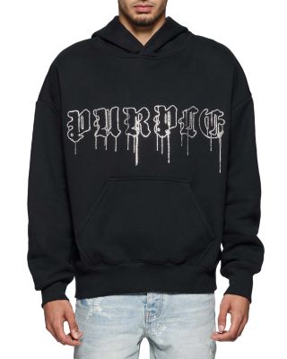 Purple Brand Heavy Weight Fleece Crystal Embellished Logo Hoodie