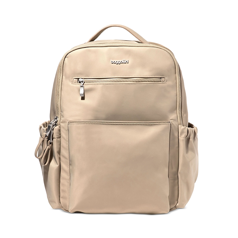 Baggallini Tribeca Expandable Laptop Backpack In Taupe Twill