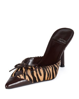 Jeffrey Campbell - Women's Clara-B-F Pointed Toe Calf Hair High Heel Mules