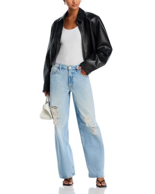The Spinner Zip Sneak High Rise Wide Leg Jeans in Pedal Faster  
