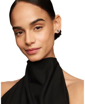 Sterling Silver Chatelaine Black Onyx Stud Earrings with Diamonds - Exclusive