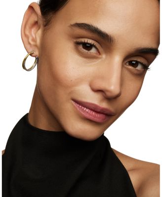 Sterling Silver & 18K Yellow Gold Crossover Medium Hoop Earrings