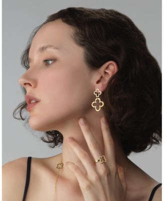 18K Yellow Gold Fiore Openwork Flower Drop Earrings