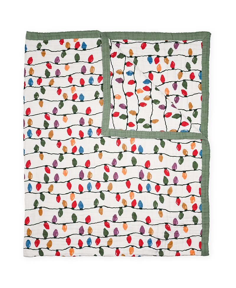 Little Unicorn Unisex Cotton Muslin Quilted Throw - Baby In Christmas Bulbs