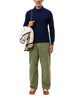 Long Sleeve Ribbed Collar Polo Shirt