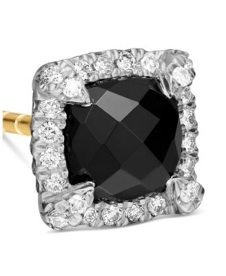 Sterling Silver Chatelaine Black Onyx Stud Earrings with Diamonds - Exclusive