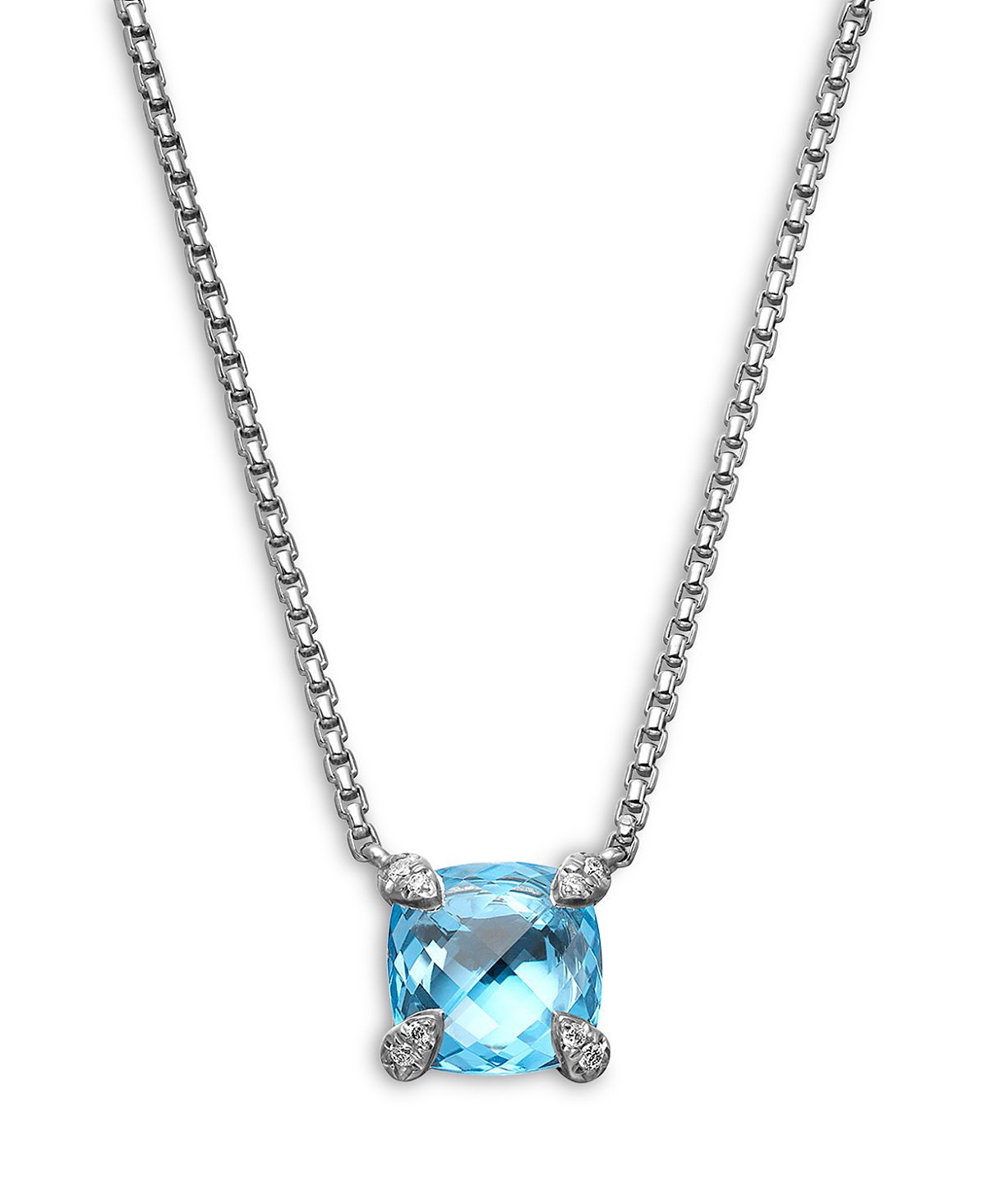 David Yurman Chatelaine Pendant Necklace with Blue Topaz and Diamonds
