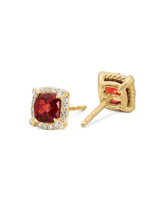 David Yurman - Petite Ch&acirc;telaine&reg; Pav&eacute; Bezel Stud Earrings in 18K Yellow Gold with Gemstones and Diamonds, 5mm