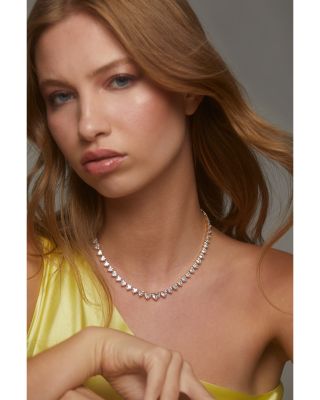 Real Love Heart Cubic Zirconia Collar Necklace, 16"