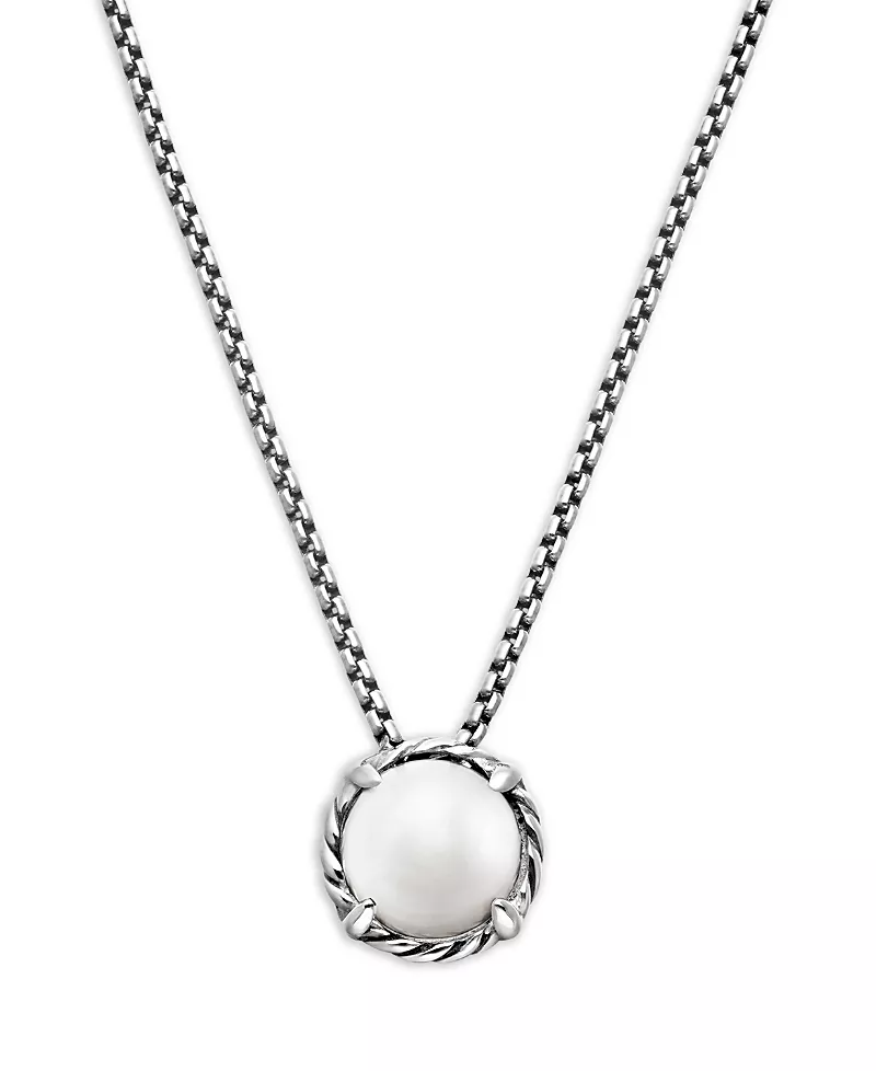 David Yurman Chatelaine Pendant Necklace with Cultured Freshwater Pearl