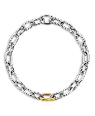 DY Madison&reg; Chain Necklace in Sterling Silver with 18K Yellow Gold, 13.5mm