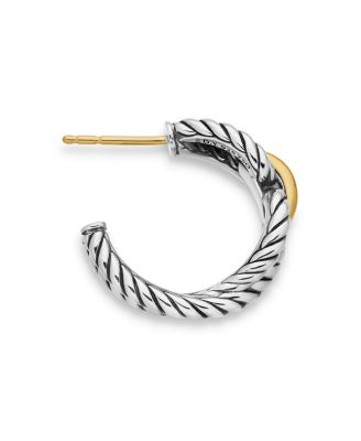 Cable Loop Hoop Earrings with 18K Gold