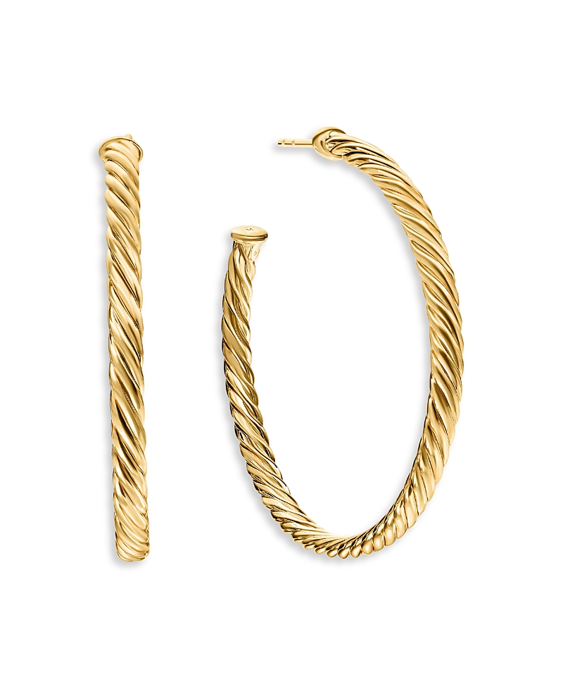 David Yurman Cablespira Hoop Earrings in 18K Yellow Gold, 1.5