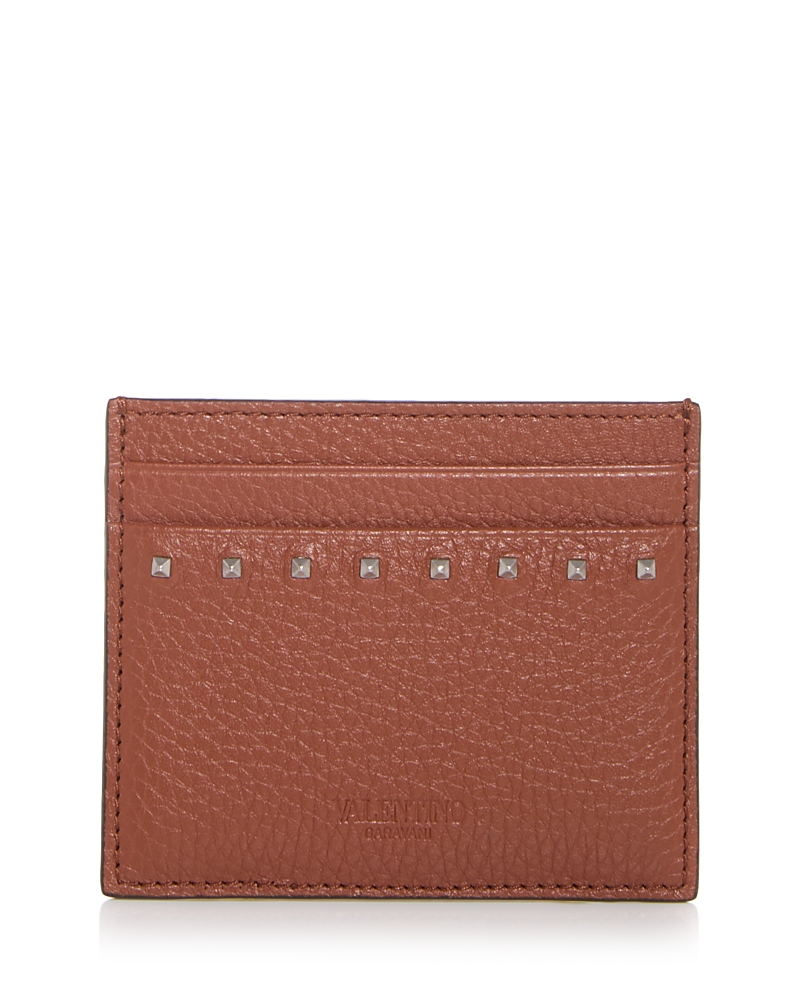Valentino Leather Card Case In Selleria